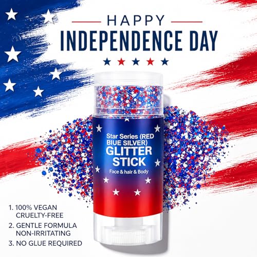 Red White Blue Glitter Stick for Face & Hair