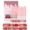 12Pcs Matte Lip Liner Pencil Set,Waterproof Creamy Lip Liner,High Pigmented Non-Stick Cup,Plumping Lip Definer Pencil Lipstick Set,Long-Lasting Smooth and Smudge-proof Natural Lip Pencils Gift
