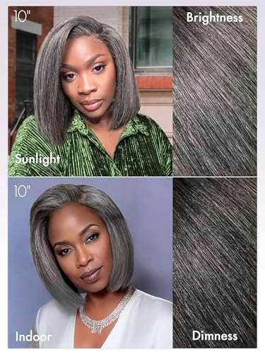 LUVME HAIR 12'' Grey Salt & Pepper Blunt Cut Bob Wig
