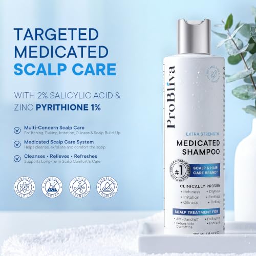 ProBliva Antifungal Shampoo for Dandruff & Scalp Treatment - Antifungal Shampoo with Zinc Pyrithione & Salicylic Acid - 8.4 fl oz