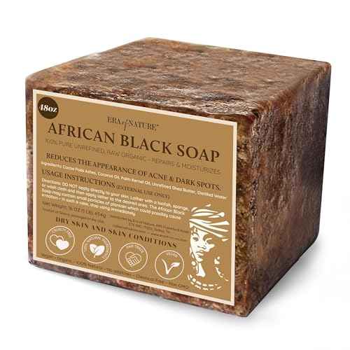 era of nature Best Raw ORGANIC AFRICAN BLACK SOAP, for Dry Skin and Skin Conditions. Pure & Natural Ingredients, Imported From Ghana - 3LB (48oz)
