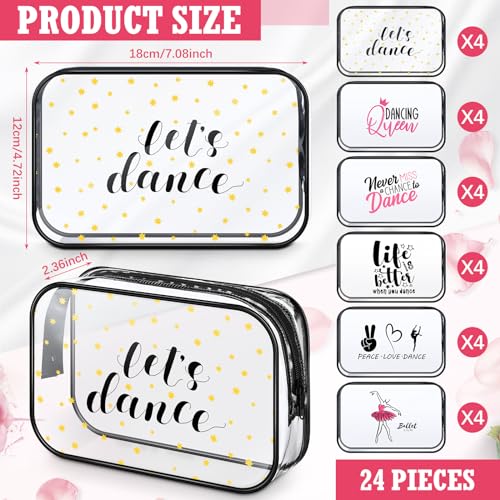 Abbylike 24 Pcs Cheer Gifts Cosmetic Bag 7 x 4.7 x 2.4'' Makeup Bag Cosmetic Toiletry Zipper Pouch Clear Zipper Case for Cheerleaders Women(Dance)