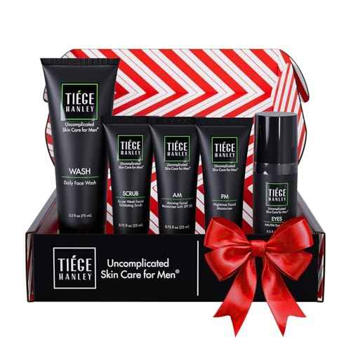 Tiege Hanley Skin Care Set for Men, Advanced Routine, System Level 2, Daily Face Wash, Facial Scrub, Two Moisturizers, and Eye Cream for Healthy, Hydrated Skin, Men¡¯s Skin Care, 5 Piece Kit
