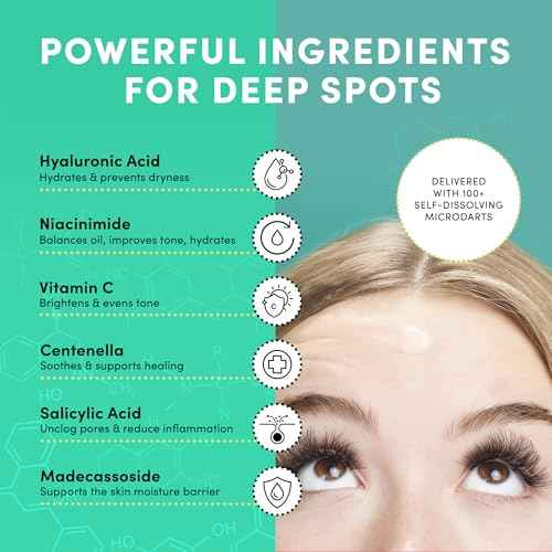 Dots for Spots Pimple Patches with Microdarts - Includes Active Ingredients Niacinamide, Hyaluronic Acid & Salicylic Acid for Maximum Effectiveness - Reduces Redness and Dark Spots (9 count)