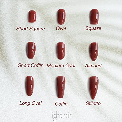 LIGHT RAIN Press on Nails - Day, 3D Luxury Reusable Seven Layers Gel UV Finish False Nails, Handmade Nail Art with Design by Licensed Manicurist, Short Square Shape, Medium Size
