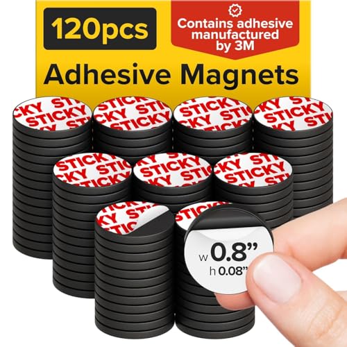 X-bet MAGNET 0.8x0.08 Inch Round Sticky Magnetic Dots - 120 pcs