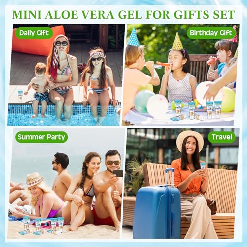 36 Pcs Mini Aloe Vera Gel Bulk for Summer Vacation Party 1oz Travel Size Soothing Moisture Aloe Gel Bulk for Thank You Gifts Summer Party Supplies