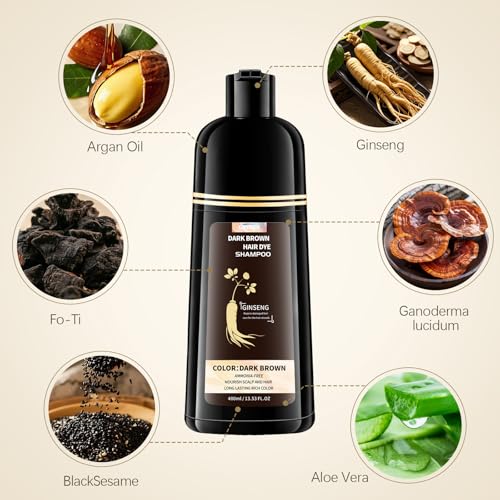 Dark Brown Hair Dye Shampoo | Gray Coverage, 3-in-1 Formula