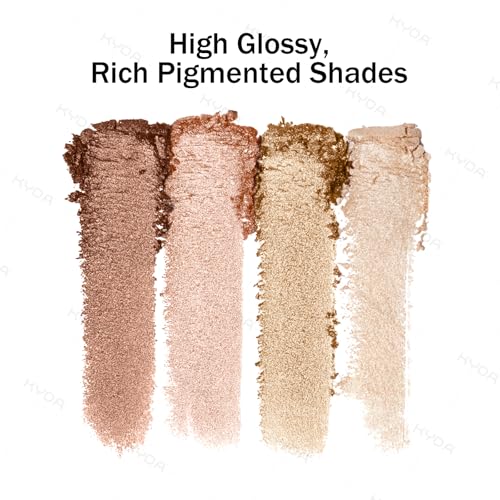 KYDA 4 Colors Eyes & Cheek Glow Palette - Full Size Shimmer Makeup Set for Mature Skin