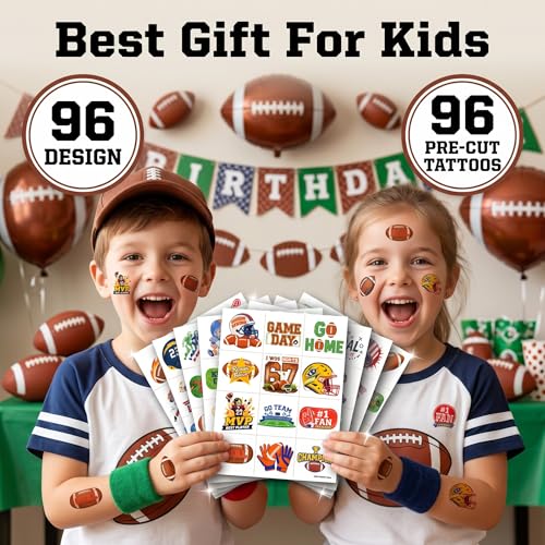 96 PCS Football Temporary Tattoos for Kids | Sports Party Favors