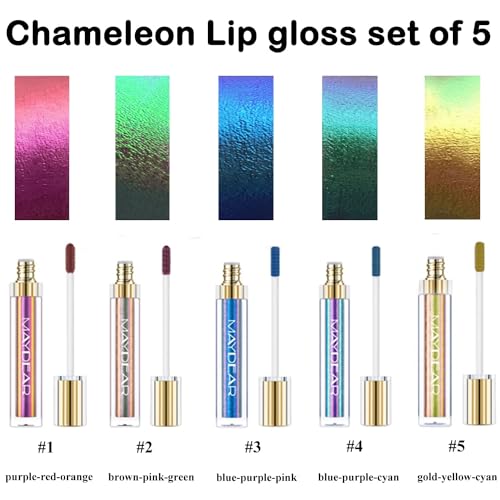 Maydear Chameleon Lipstick, High Pigmented Pink Lipstick for Women Metallic Shine Lip Gloss, Full-Coverage Multichrome Lipstick Long Lasting Rainbow Lip Makeup, Fuchsia(01)