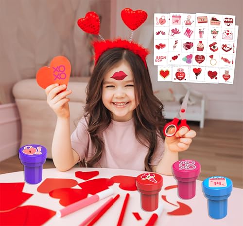 96-Piece Valentine Party Favors Set - Stamps & Tattoos