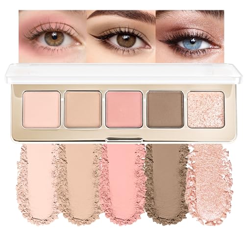 Neutral Eyeshadow Palette - 5 Nude Brown Matte & Shimmer Shades