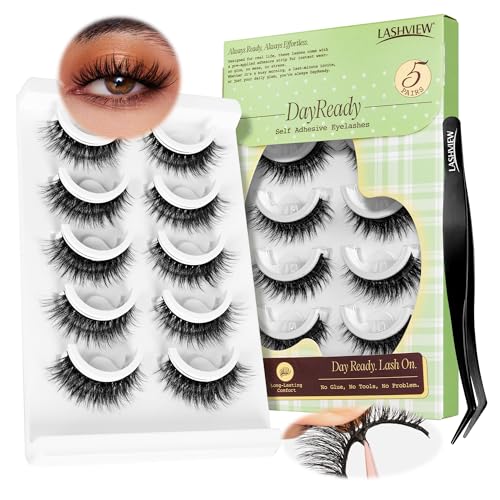 LASHVIEW Self Adhesive Eyelashes - Natural Cat Eye Press On Lashes