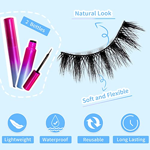 Magnetic Eyelashes Kit - 14 Pairs with Magnetic Eyeliner & Tweezers