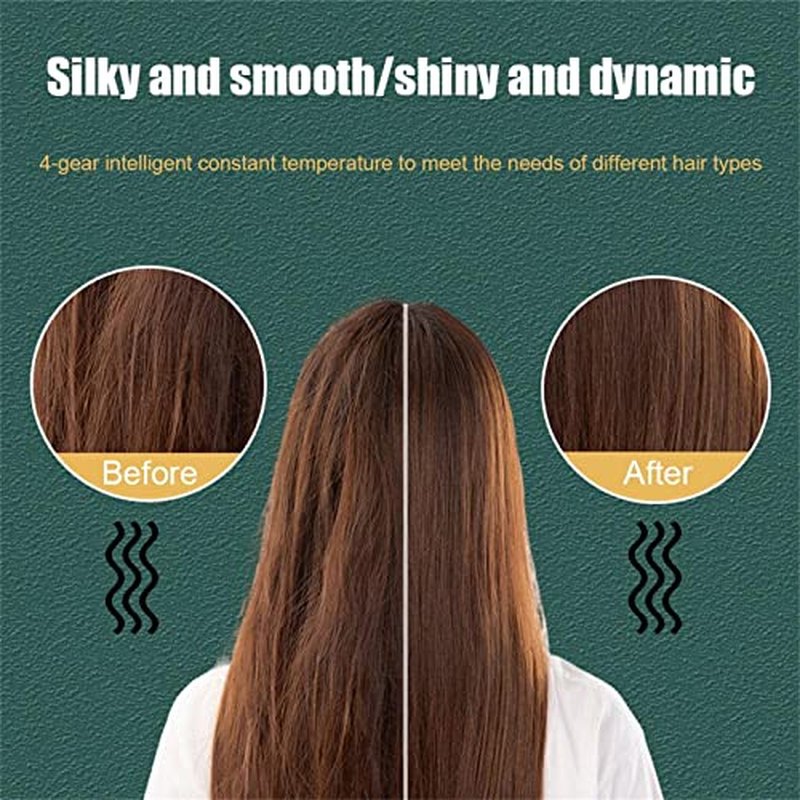 2-in-1 Ionic Hair Straightener Brush with 5 Heat Settings