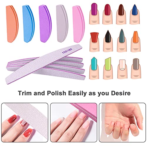 Nail File and Buffer Set - 10 Pcs Double Sided Emery Boards & Buffing Blocks for Natural & Acrylic Nails
