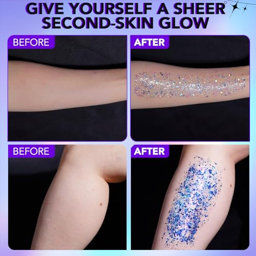 Body Glitter Gel Set 6Pcs - Face & Hair Sparkle