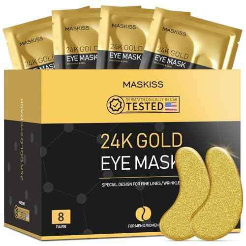 24k Gold Under Eye Patches (8 Pairs), eye mask, Collagen Skin Care Products, Eye Patches for Puffy Eyes, eye masks for dark circles and puffiness