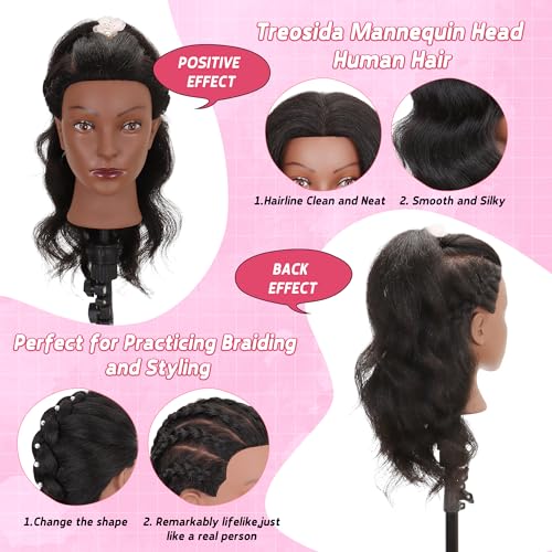 100% Human Hair Mannequin Head with Clamp & Styling Tools