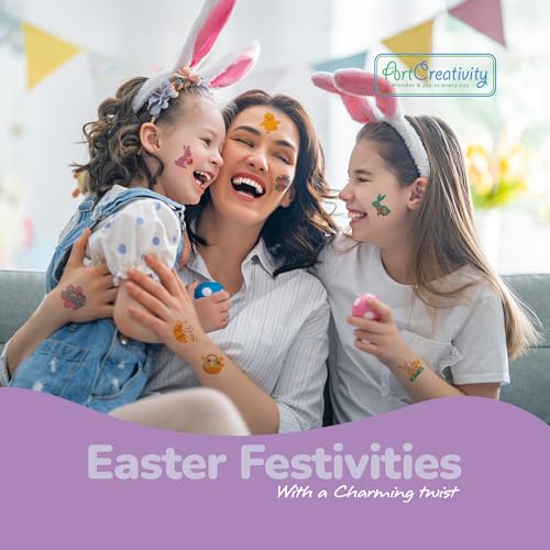 ArtCreativity 240 Pcs Easter Individual Temporary Tattoos for Kids - Pack of 240, 2 Inch Tattoos in 8 Festive Designs - Easter Basket Stuffers and Egg Fillers for Kids
