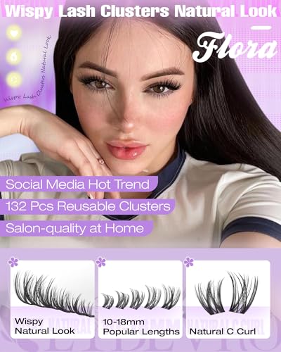 EYDEVRO Flora Lash Clusters Kit - DIY Eyelash Extensions with Bond & Tools