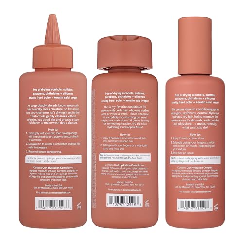 Kristin Ess Curl Regimen Bundle - Moisture Rich Curl Shampoo and Conditioner + Ultra Hydrating Curl Leave-In Cream, Vegan, Sulfate, Paraben and Silicone Free, Color + Keratin Safe, 3-pack