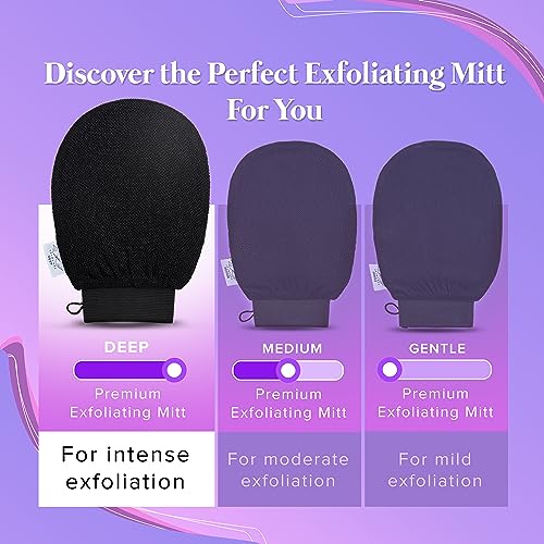 Seraphic Skincare Premium Exfoliating Mitt for Body, Deep – Viscose Fiber Korean Exfoliating Glove for Normal to Dry Skin – Body Exfoliator for Self-Tan Removal and Application