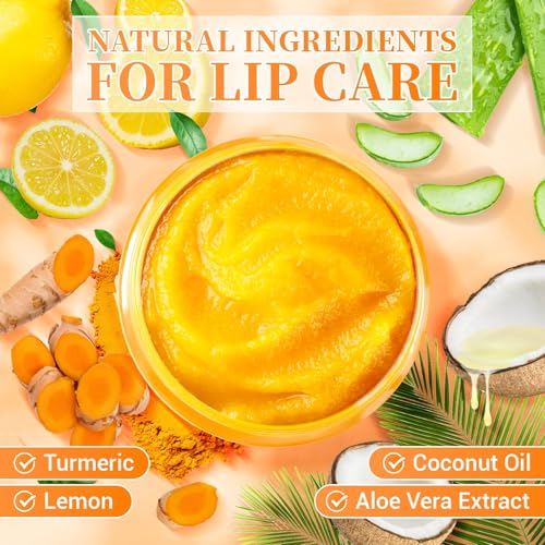 Lemon Turmeric Lip Scrub with Brush - Exfoliator Set