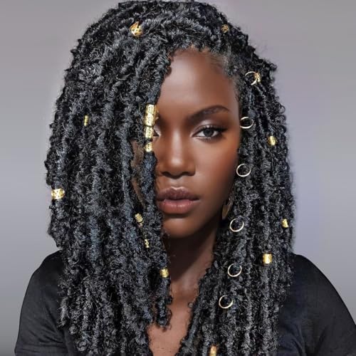 80 Pcs Gold Dreadlock Beads Hair Jewelry Braiding Accessories for Goddess Locs
