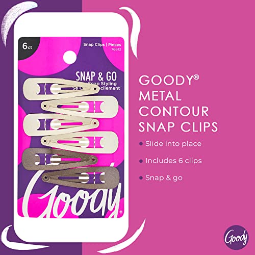 Goody Snap & Go Metal Contour Hair Clips - Blonde, Pack of 6, Comfortable All Day