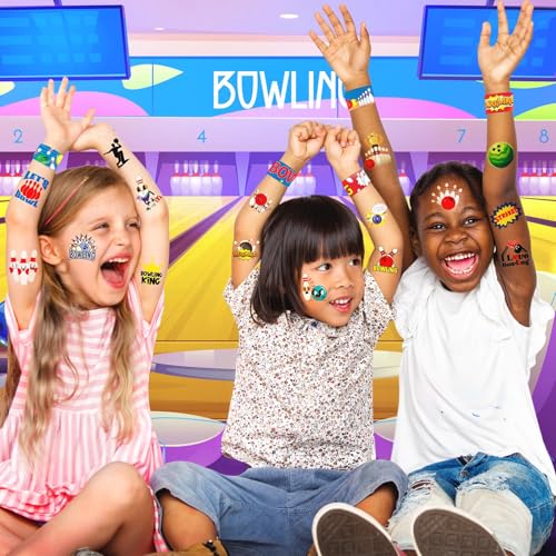 Bowling Party Favors Set - 24 Slap Bracelets & 36 Temporary Tattoos