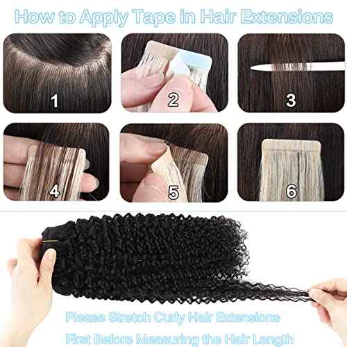 Urbeauty 40 Pcs Tape in Hair Extensions Human Hair Black Women Seamless Kinky Curly Tape on Hair Extensions with Invisible Tape Attached Semi Permanent Tape on Natural Hair