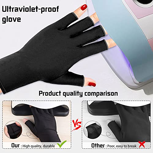 UPF 50+ Fingerless UV Protection Gloves for Gel Manicure & Nail Lamp
