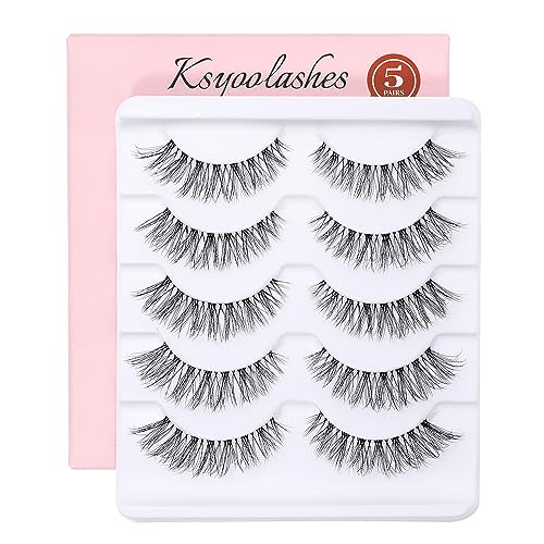 Natural Strip Lashes Clear Band 8-15mm Cat Eye D Curl