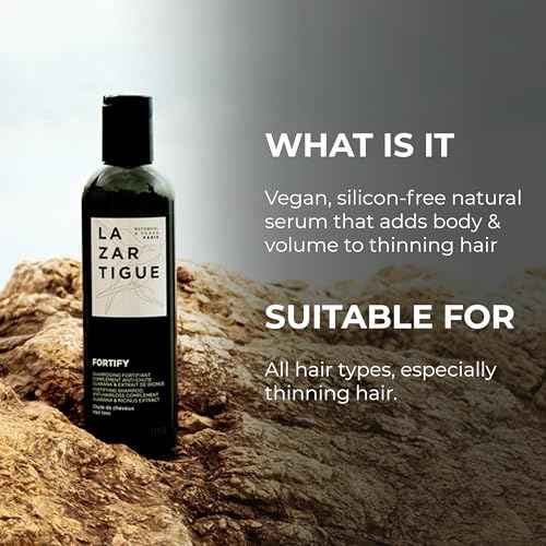 Lazartigue Fortify Densifying Shampoo, Enriched with Guarana and Ricinus, Strengthens Fragile Hair, Stronger Appearance, Perfect for Everyday Usage, Vegan, Lemon