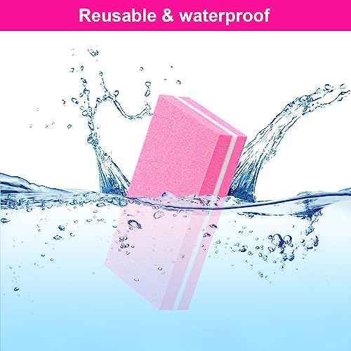 Diesisa Buffer Block Nail File, 100/180 Grit Sponge Nail Buffers for Acrylic Nails, Nails Buffer, Mini Buffing Block Double Sided for Manicure Tools 60 Count - Pink