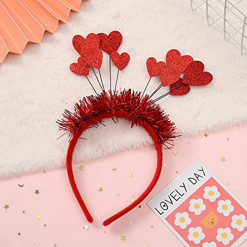 ROMODIYA Valentine's Day Heart Headband Hair Bands Sequin Red Heart Hair Hoop Boppers Glitter Headpiece Hair Accessories for Valentine's Day New Year Holiday Wedding Birthday Party Gift Decoration