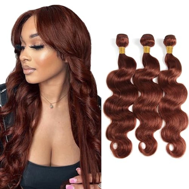 26 Inch Color 33 Body Wave Human Hair Bundle Reddish Brown