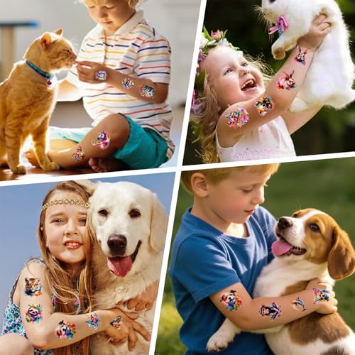 120 Watercolor Animal Temporary Tattoos for Kids