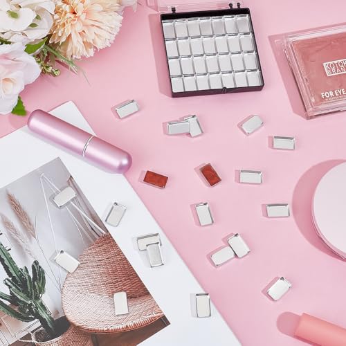 PH PandaHall 80pcs Empty Pans Aluminum Palette Pans Small Make Up Tins Rectangle Eyeshadow Palette Blush Lipstick Organizer for DIY Makeup Pressed Palettes Cosmetic 16x9.5x3.5mm