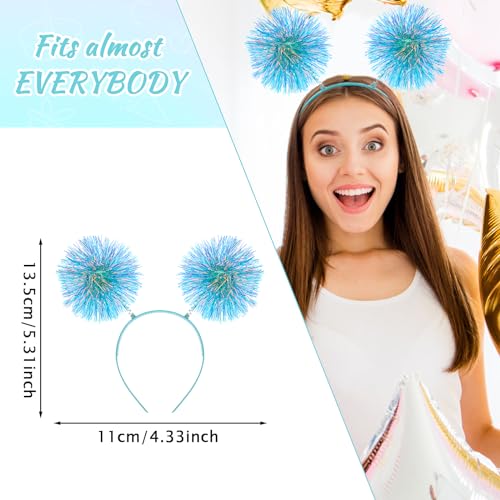 WLLHYF Foil Strips Pom Pom Headband Tinsel Fashion Headband Fluffy Ball Hair Loop Cosplay Hair Accessories for Women Girls Christmas Party Birthday