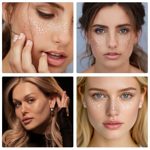 24pc Glitter Freckle Tattoos - Gold Silver Holographic Face Patches