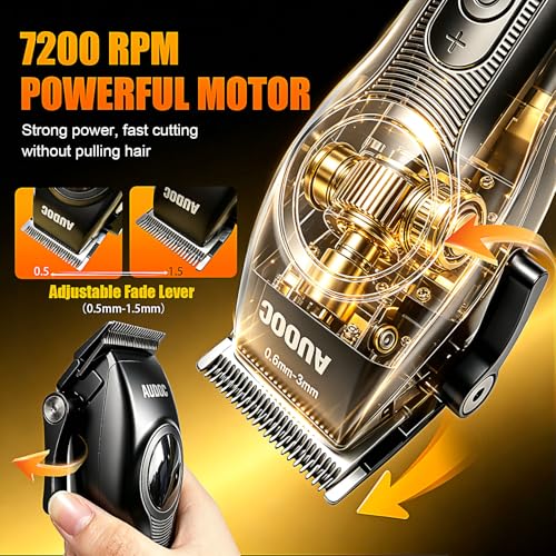 Professional Cordless Hair Clipper Set with 14 Guards & Trimmer