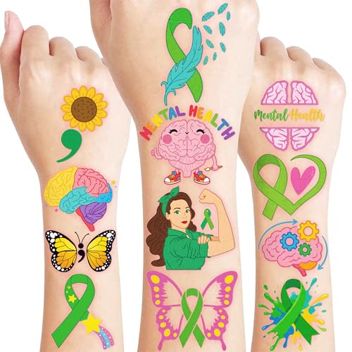 96 Pack Positive Mental Health Temporary Tattoos for Kids