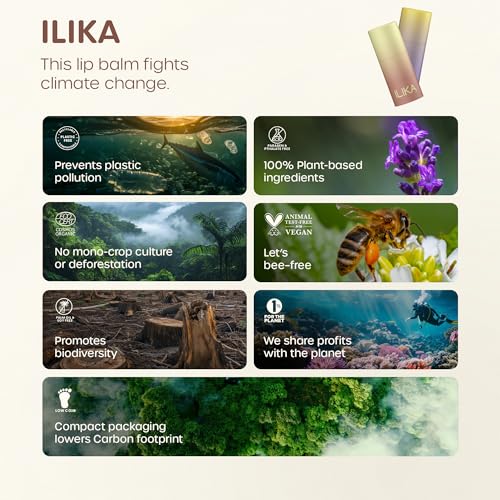 ILIKA 100% Natural Lip Balm - 2X Volume, Organic, Plastic-free, Vegan, COSMOS Certified Organic, PETA Certified, Plant-Based, Biodegradable tube, 2 Pack, Vanilla & Peppermint - 0.3 oz each