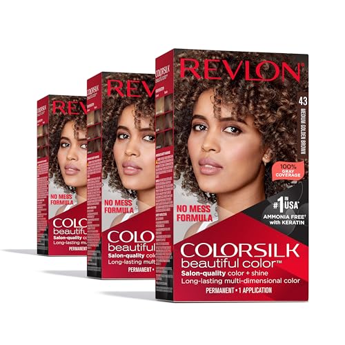 Revlon Colorsilk Permanent Hair Color 43 Golden Brown (Pack of 3)