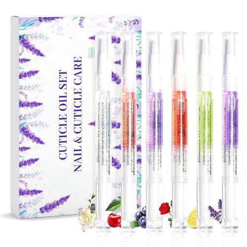 SULLMAR 6-Piece Scented Cuticle Oil Pen Set for Dry Damaged Nails