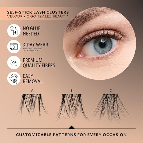 Velour x CGonzalez Self Adhesive Lash Clusters - 18 Count for Natural Look