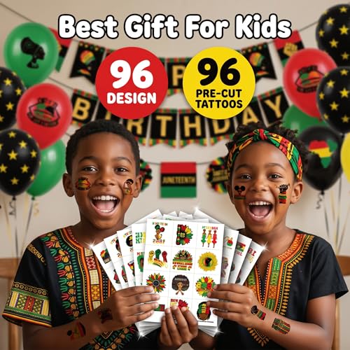 96 PCS Juneteenth Temporary Tattoos for Kids & Adults